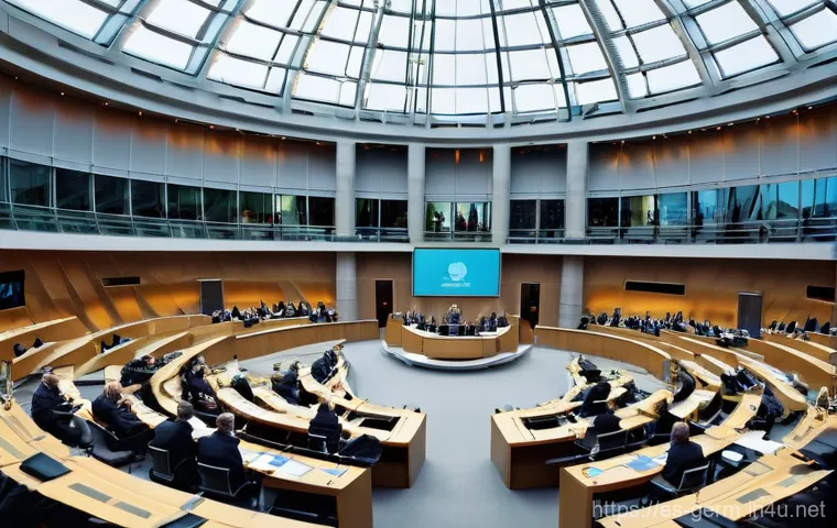 독일어 정치 용어 - Prompt 1: The Heart of German Democracy: A Bundestag Session**