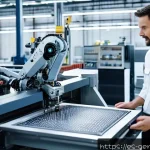 Home 20 독일어 경제 관련 용어 - A detailed, realistic scene inside a modern German manufacturing plant focused on automotive product...