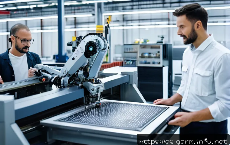 독일어 경제 관련 용어 - A detailed, realistic scene inside a modern German manufacturing plant focused on automotive product...