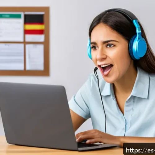 Home 30 독일어 발음과 영어 발음 비교 - A detailed classroom scene with a Spanish-speaking adult learner practicing German pronunciation, fo...